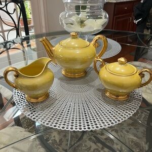 Acme Graff USA craftware Yellow and Gold 22K trimTea Set
